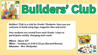 Builders club poster describing details